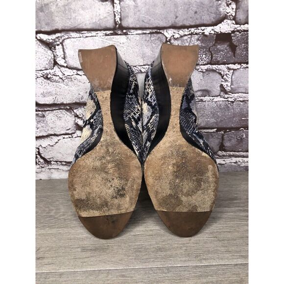 LANVIN Ivory Blue Snake Print Leather Ballerina Pumps Wedges Women 40EU/9.5M US - Picture 8 of 16